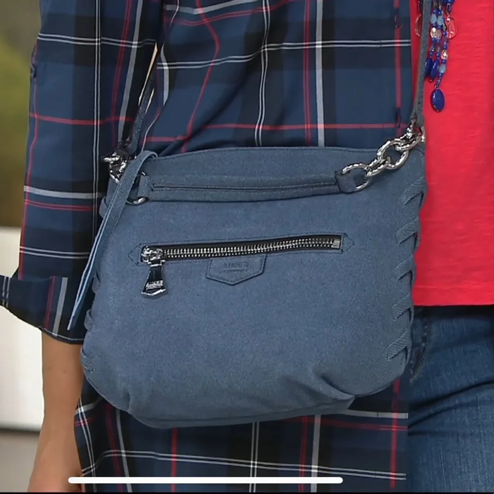 *SOLD* NWT Aimee Kestenberg Leather Convertible Crossbody - Onyx - Dark Denim - Picture 1 of 13